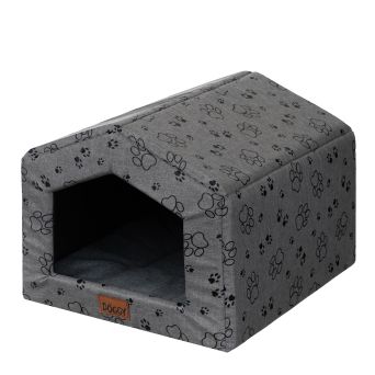 Hundehütte "Smart", Farbe graphit mit Pfoten