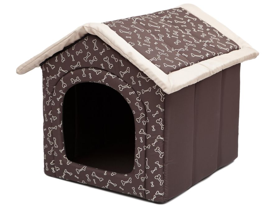 Hundehütte für Zuhause braun in Knochen