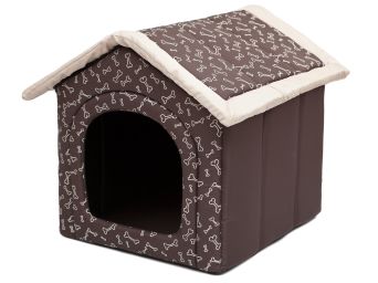 Hundehütte für Zuhause braun in Knochen