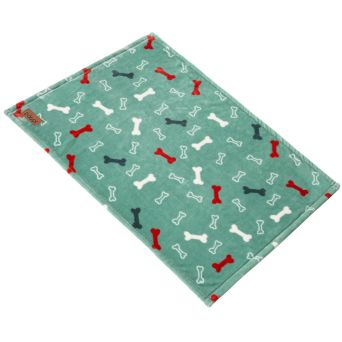 Fleece-Hundedecke „Prestige”, grün mit Knochenmuster