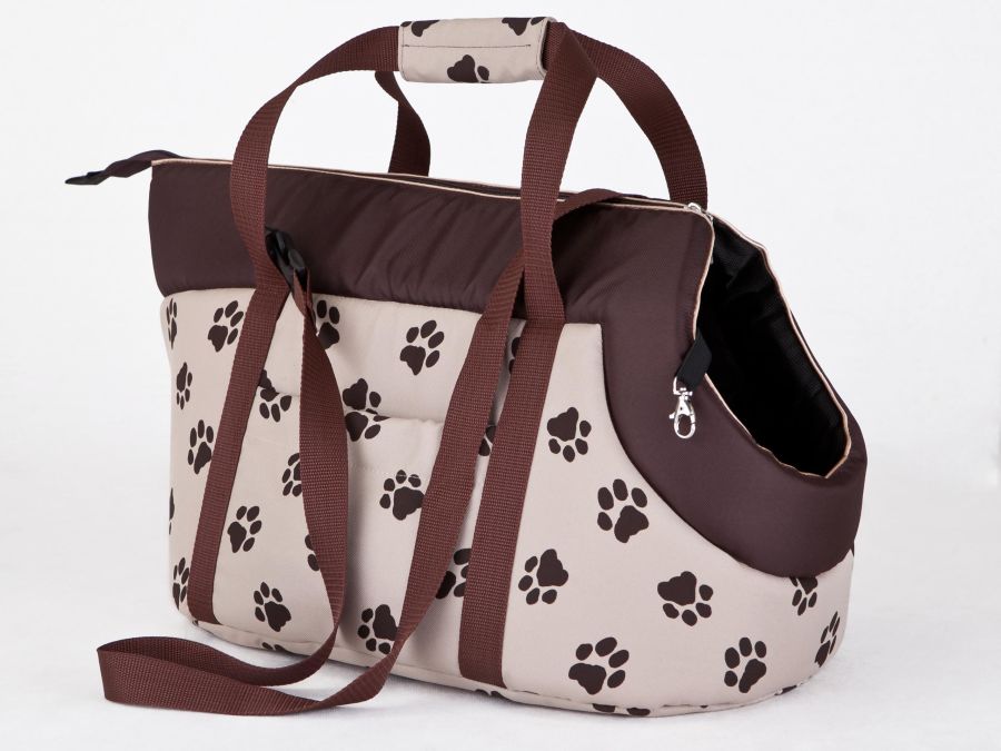 Hundetransporttasche, Farbe beige mit pfoten