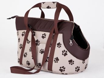 Hundetransporttasche, Farbe beige mit pfoten