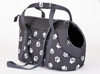 Hundetransporttasche, Farbe graphite mit Pfoten