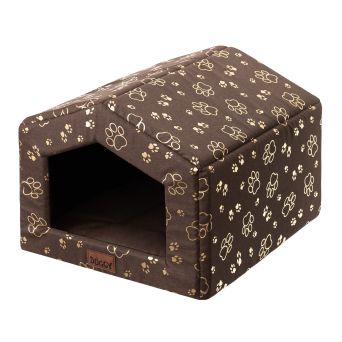 Hundehütte "Smart", Farbe braun mit Pfoten
