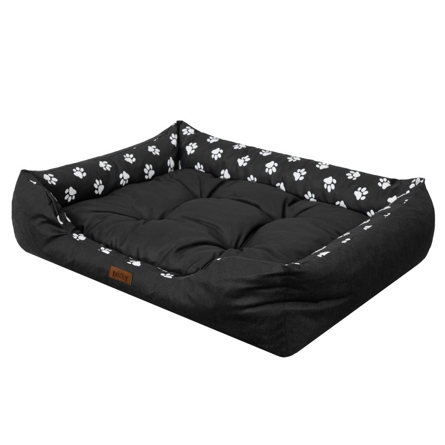 Hundebett „Puffy”, Farbe: schwarz mit Pfoten