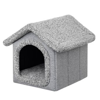 Hundehütte mit Kissen "Lamm", Farbe Esche