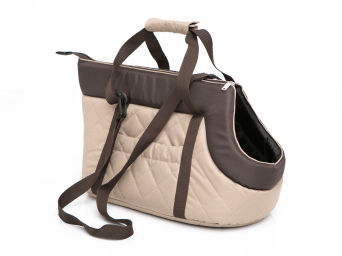 Hundetransporttasche, Farbe beige mit braun