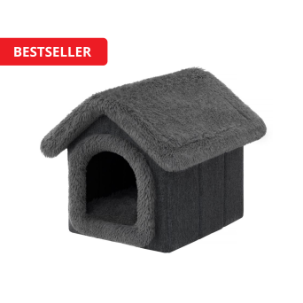 Hundehütte mit Kissen "Lamm", Farbe schwarz