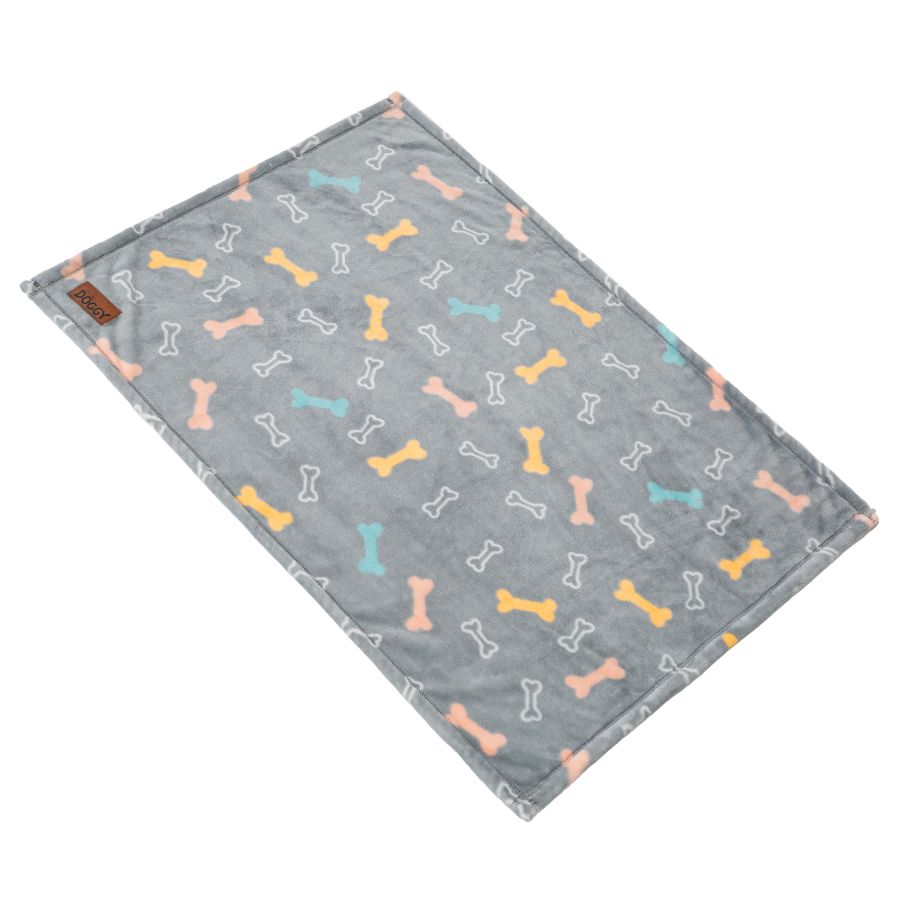 Fleece-Hundedecke „Prestige”, grau mit Knochenmuster