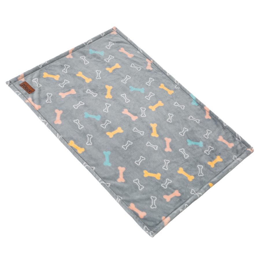 Fleece-Hundedecke „Prestige”, grau mit Knochenmuster