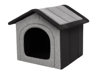 Hundehütte für Zuhause "Inari", Farbe grau mit schwarz