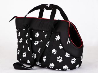 Hundetransporttasche, Farbe schwarz mit Pfoten